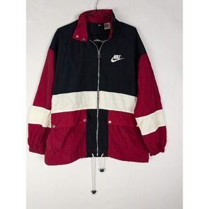VTG Nike Jacket Mens M Color Block Full Zip Windbreaker Logo Nylon